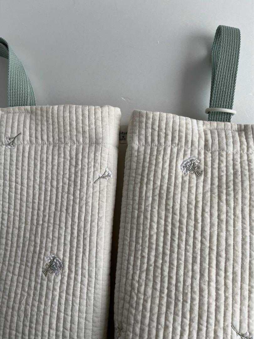 ヌビキルト♡刺繍かすみ草/オフホワイト　入園入学3点セット　ハンドメイド　ヌビ