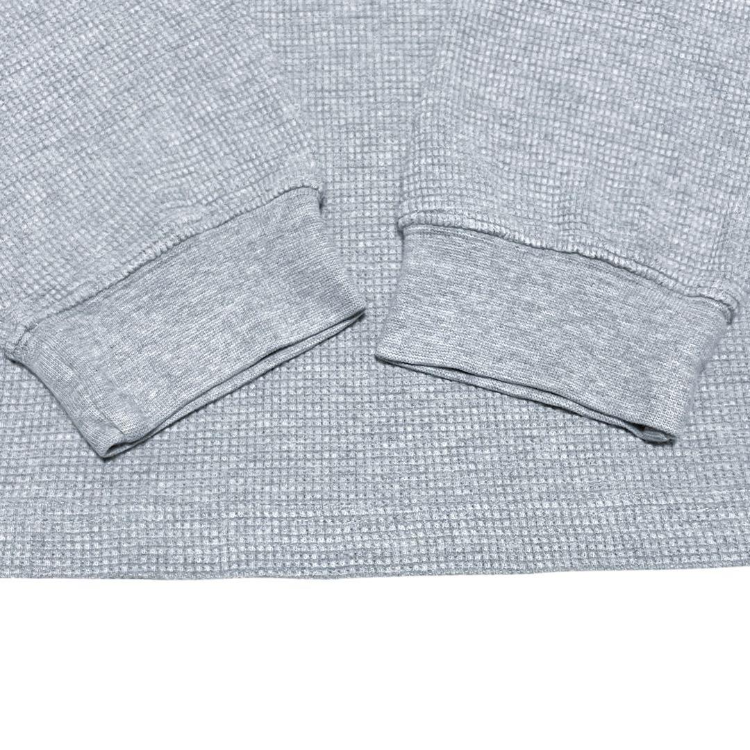 Eddie Bauer ヘンリーネックワッフルカットソー 杢グレー ロンT