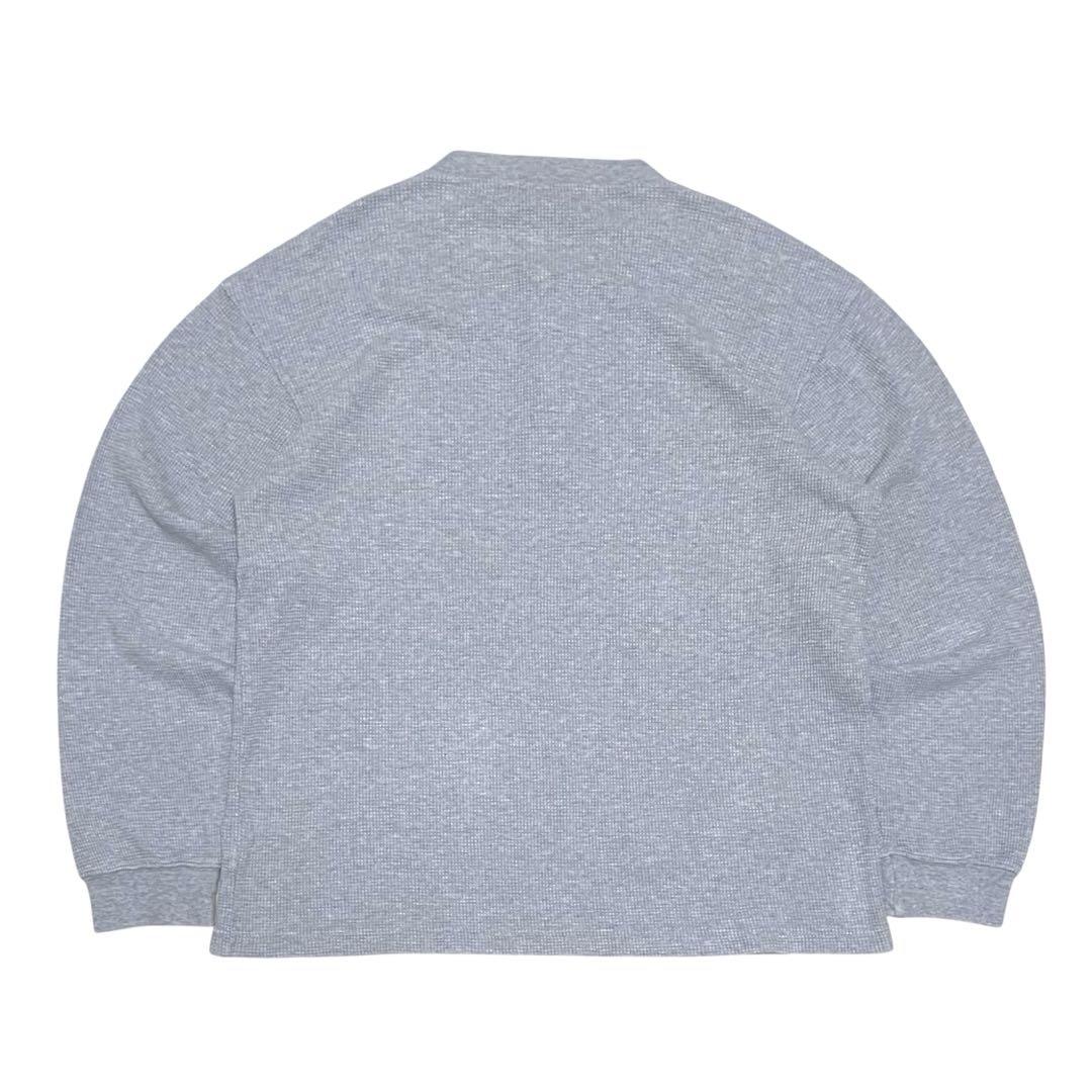 Eddie Bauer ヘンリーネックワッフルカットソー 杢グレー ロンT