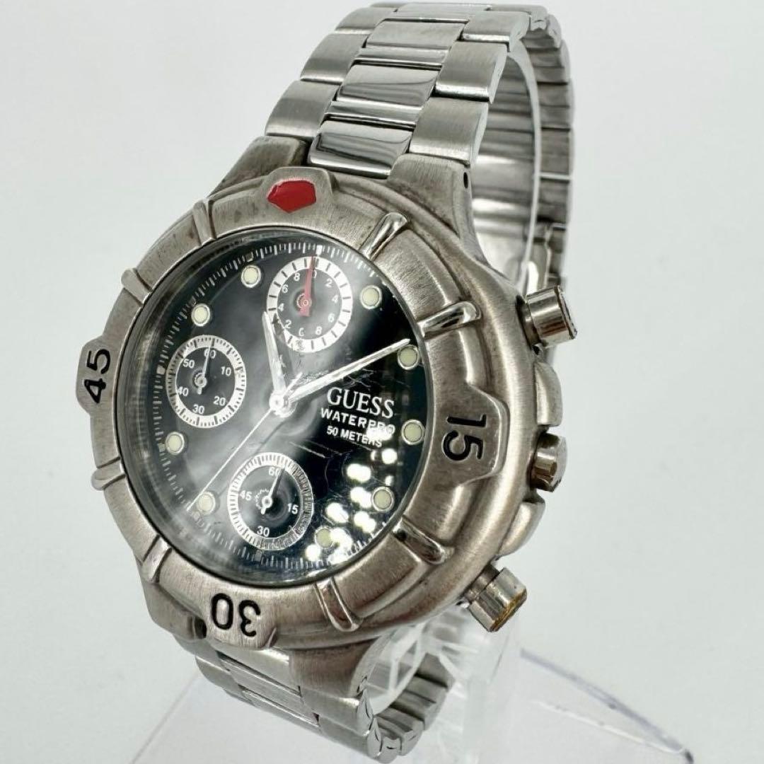 腕時計　GUESS　ゲス　トノー　クロノ　ステンレス製　革ベルト　クォーツ式　メンズ　ボーイズ　I12536Ｇ1