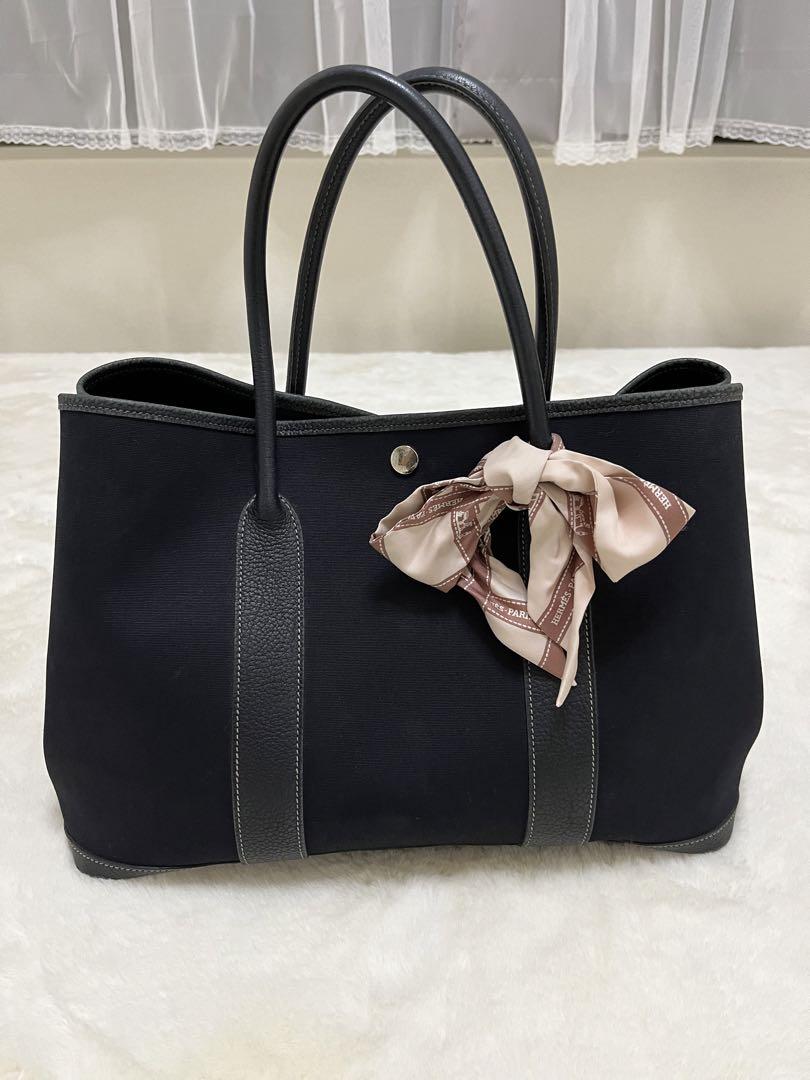 美品・エルメス ガーデンパーティPM ブラック｜ツイリー＆インナーバッグ付き 美品・エルメス ガーデンパーティPM ブラック｜ツイリー