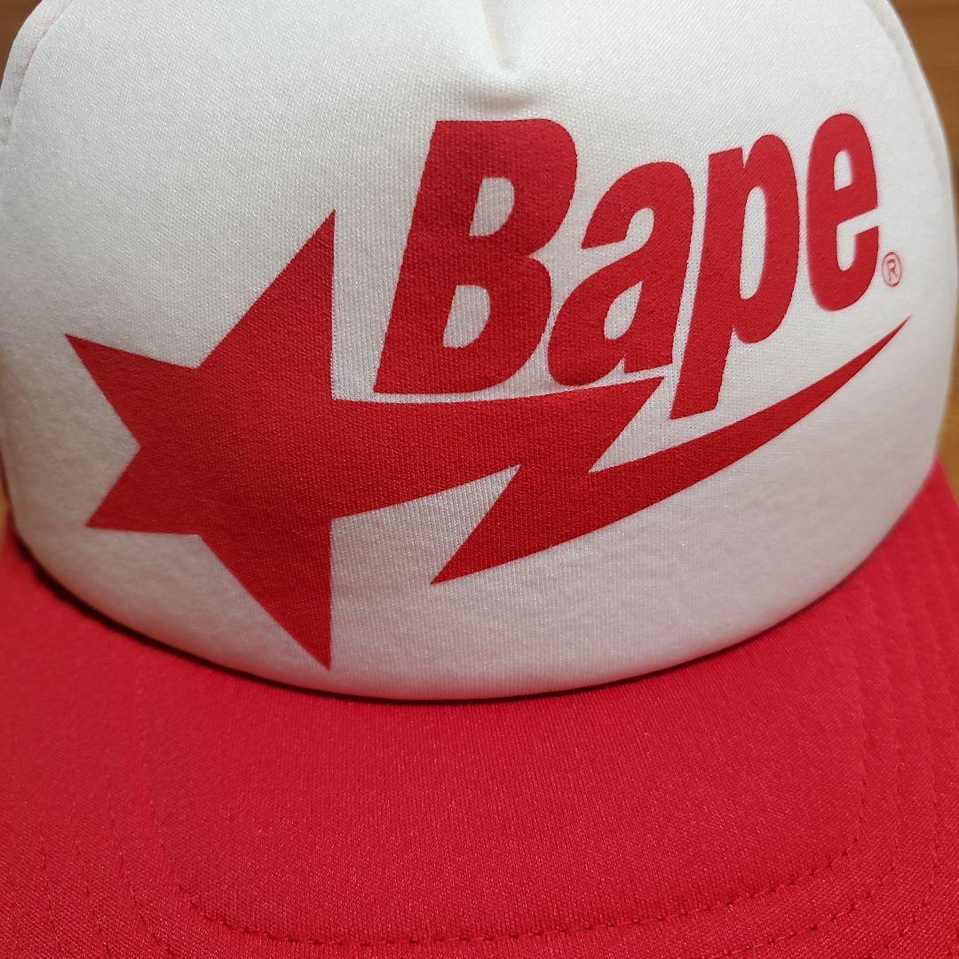 A BATHING APE　エイプ　レッド　メッシュキャップ【値下げ不可】