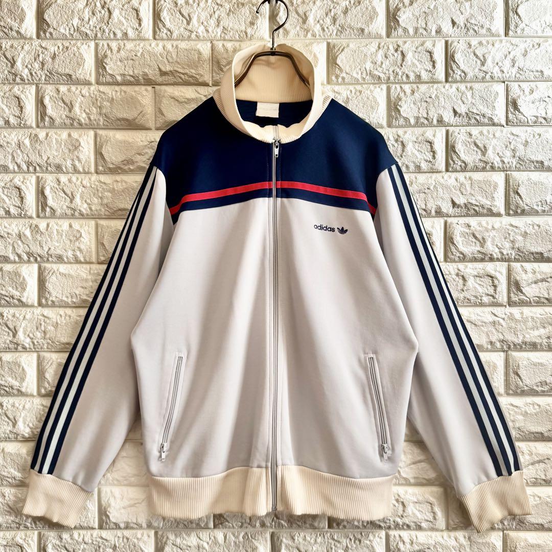 ◆あのちゃんMV着用／同型同色◆ 80s アディダスジャージ 灰×紺×赤 ❷ ◇あのちゃんMV着用／同型同色◇ 80s アディダスジャージ 灰×紺