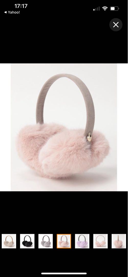 FURLA ピンクファー耳あて イヤーマフラー 'ハート' フェイクファー