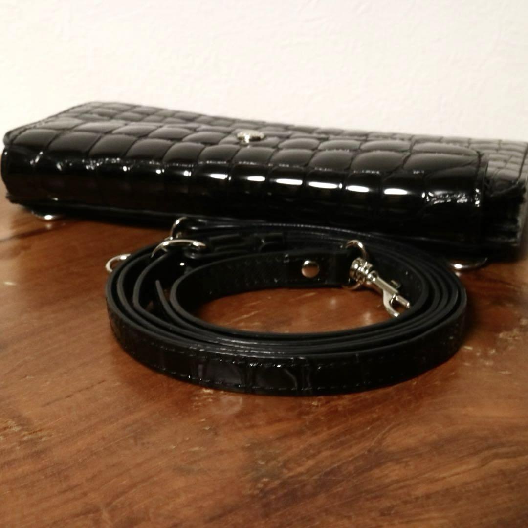 定番人気！ 超美品 ショルダーウォレット 2way クロコ型押し COCCOFIORE 小物