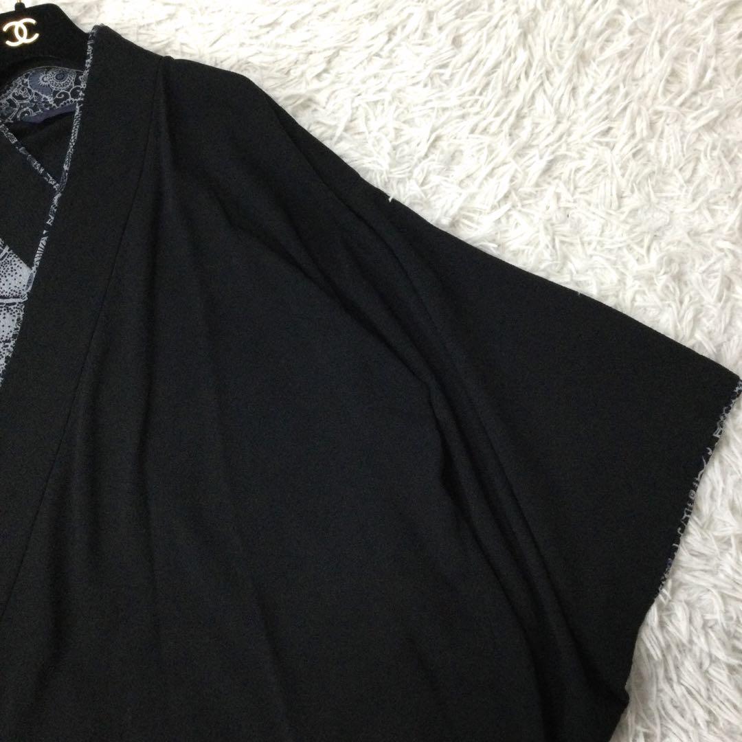 美品☆詩仙堂 拉薩 RASA 1104 ちりめん 羽織 着物スリーブ 黒