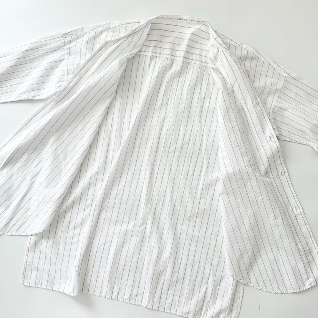 ギャルリーヴィー コットン バンドカラーワイドシャツ ホワイト 36