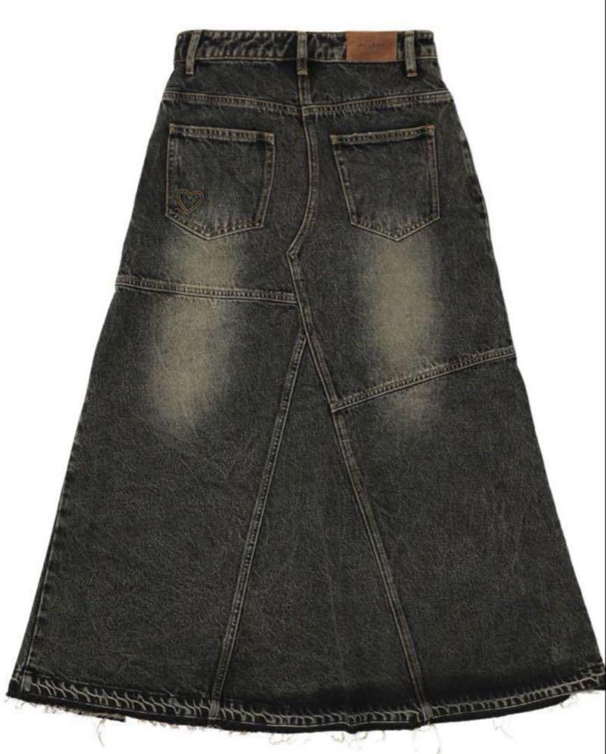 aclent Vintage damage denim long skirt