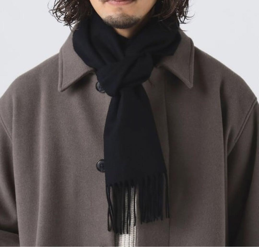 BEAMS PLUS / カシミヤ100% ソリッド マフラー ネイビー