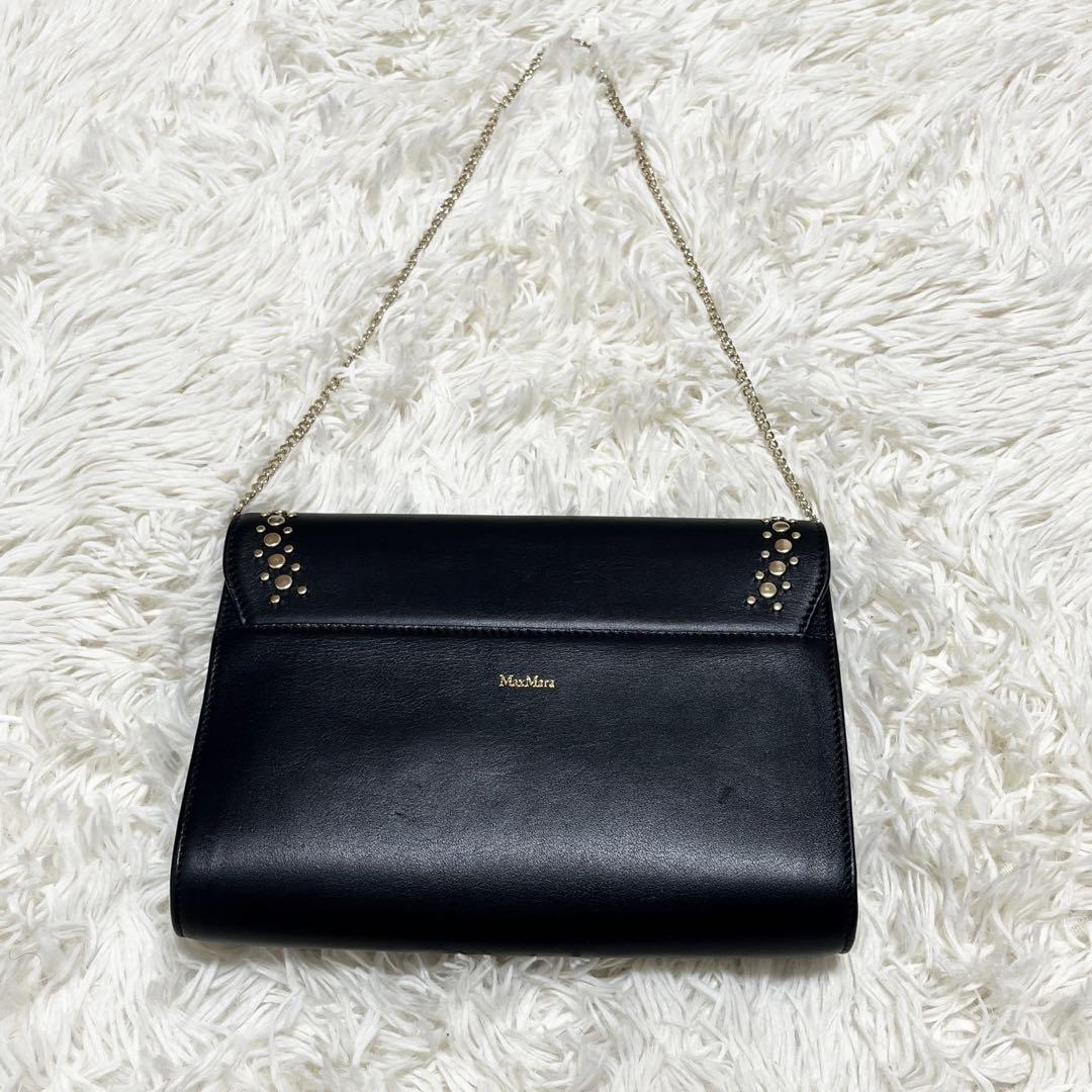 新品✨️ MaxMara ハンドバッグ チェーン スタッズ レザー ブラック 新品✨️ MaxMara ハンドバッグ チェーン スタッズ レザー ブラック