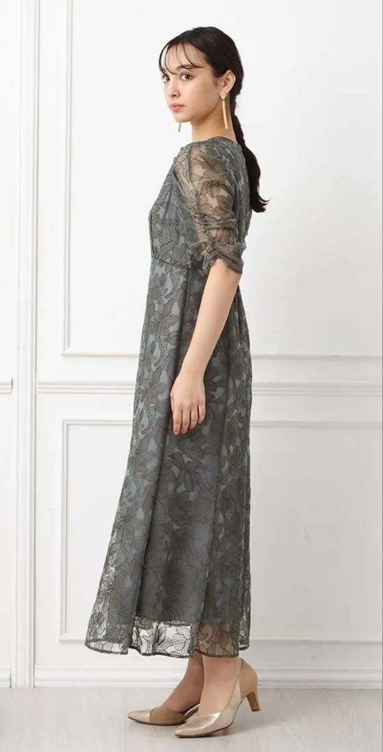 AIMER エンブロイダリーチュールパイピングドレス