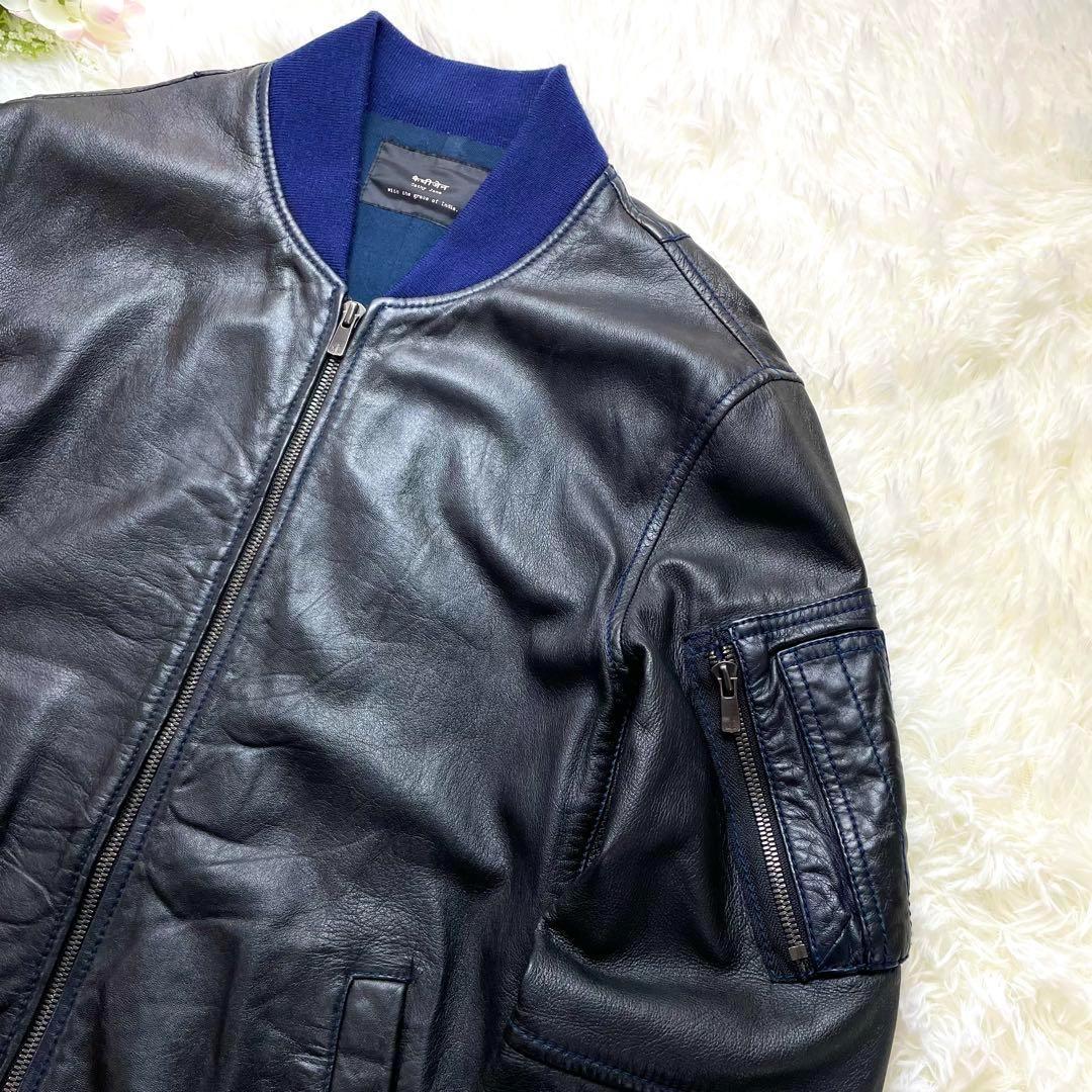 定価7万/Cathy Jane 羊革ラムレザー MA-1 ネイビーブラック 2