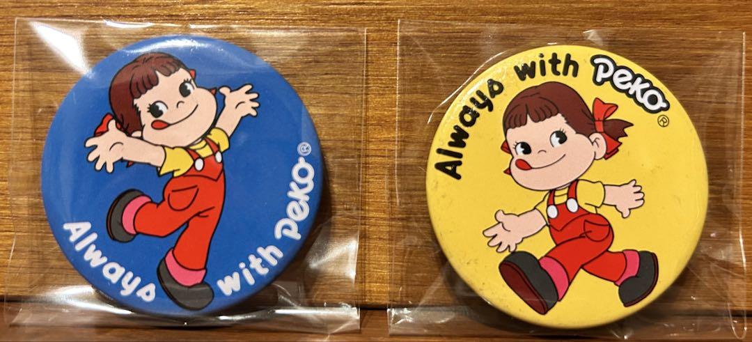 【24時間以内☆匿名発送】ペコ ちゃん レトロ レア 缶 バッジ 2つセット 中古】ペコちゃん缶バッジ 2個セット - メルカリ