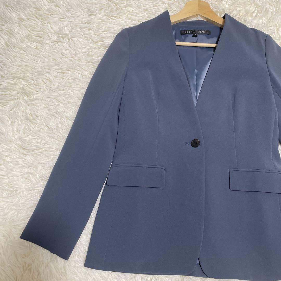 36 日本製 INDIVI トリアセテート混ストレッチノーカラースーツセットS・INDIVI WWW_MORNINGWALKER_COM