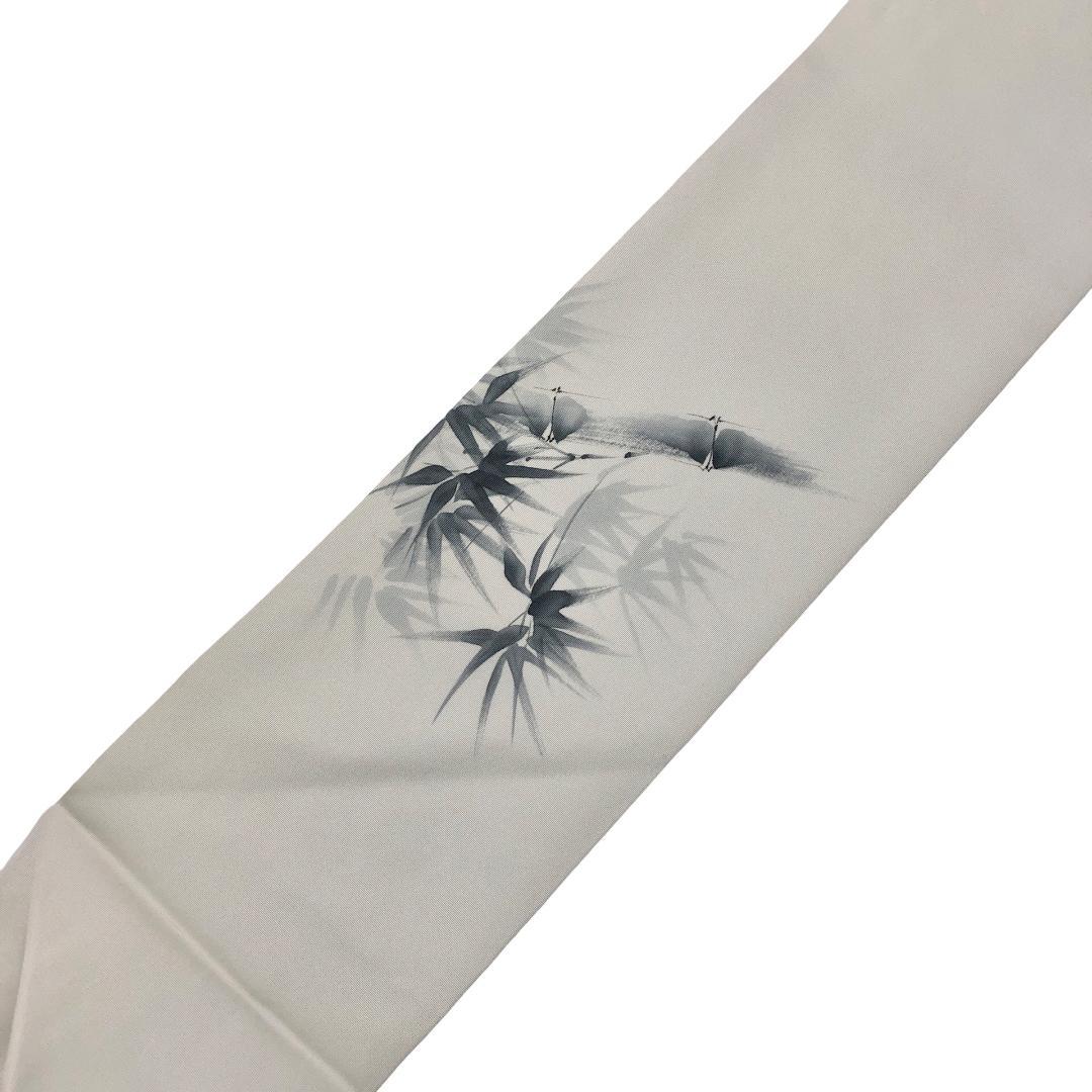 名古屋帯 作家物 塩瀬 手描き 雀 竹 白鼠色 O-5653 名古屋帯 作家物 塩瀬 手描き 雀 竹 白鼠色 O-5653