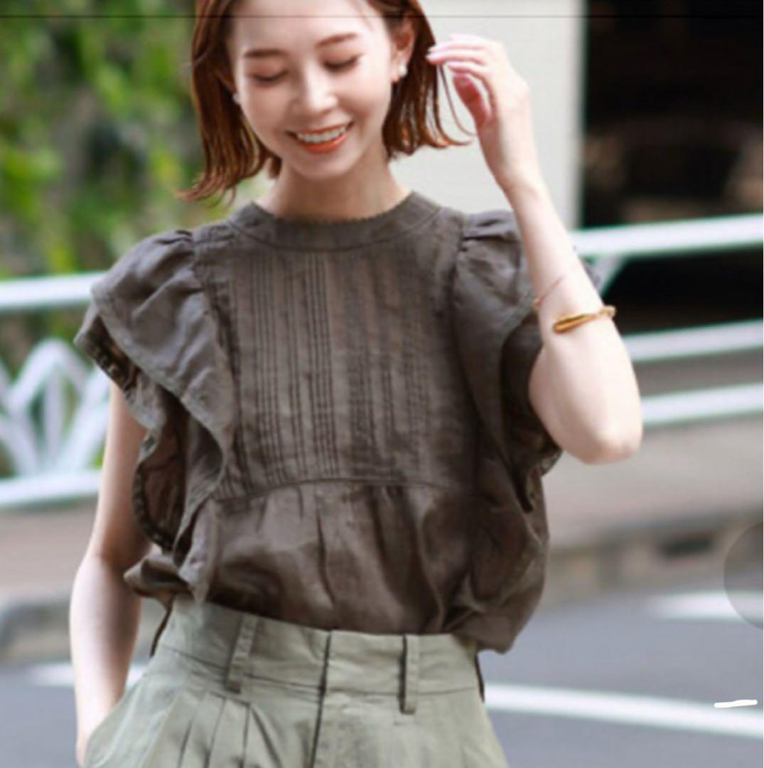新品　ラミーフリルピンタックブラウス　スローブイエナ SLOBE IENA（スローブイエナ）の「ラミーフリルピンタック