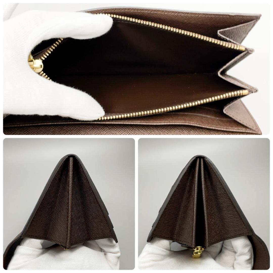 極上美品★ルイヴィトン ダミエ エベヌ サラ 長財布 二つ折り財布 ブラウン 茶