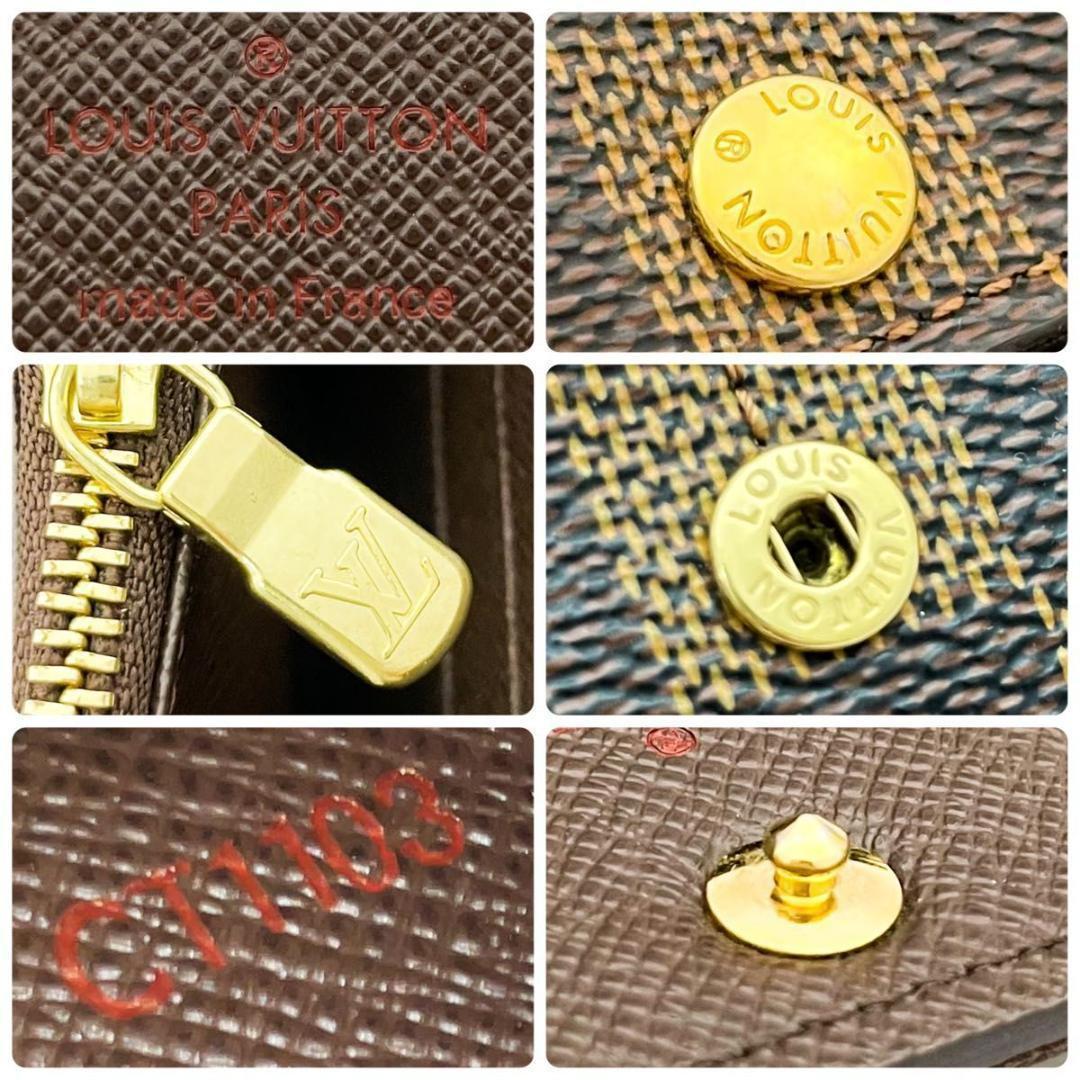 極上美品★ルイヴィトン ダミエ エベヌ サラ 長財布 二つ折り財布 ブラウン 茶