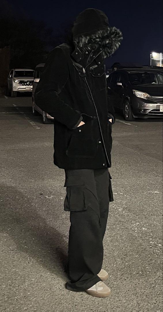 00’s Gothic fur gimmick mouton coat 平成 黒