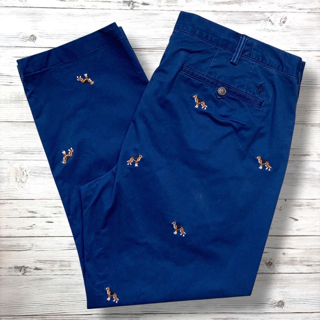 Ralph Lauren ラルフ パンツ 刺繍ロゴ ネイビー 0560