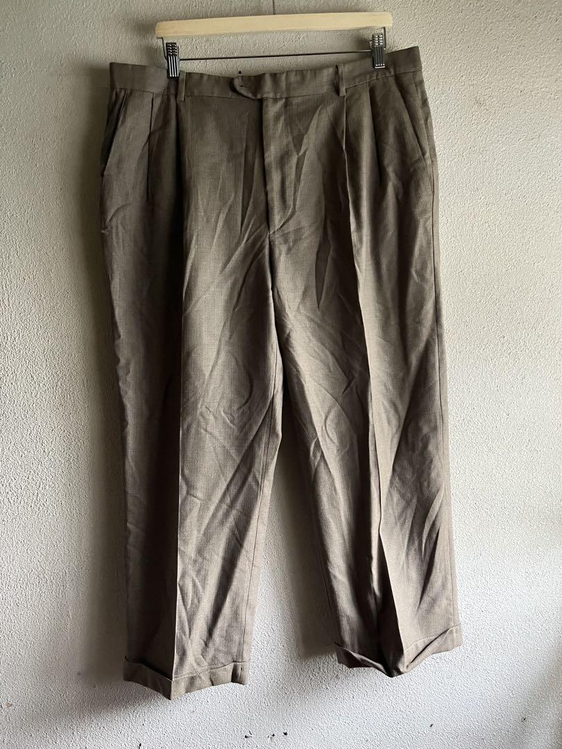 90s zanella グッドレギュラー　スラックス　2タック　ベージュ　古着
