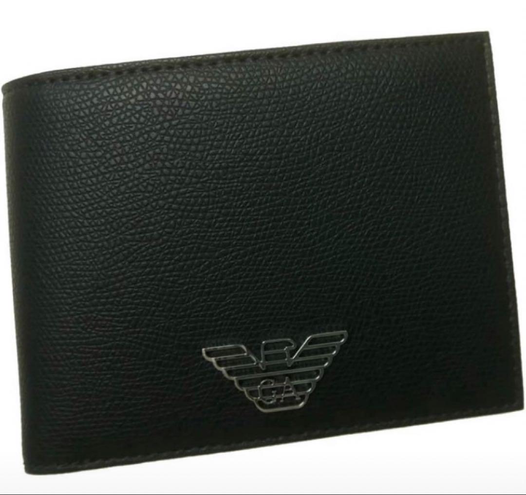 新品！　Emporio Armani 二つ折り財布 ブラック