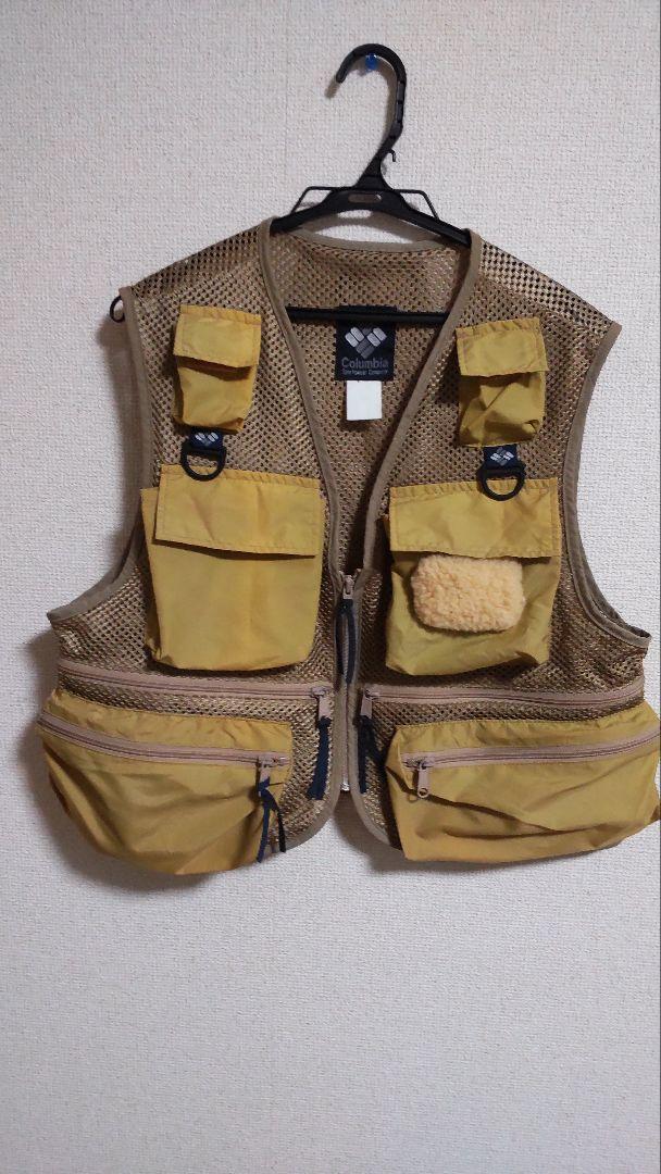 ※古着 90s Columbia メッシュフィッシングベスト ベージュ Ｍサイズ
