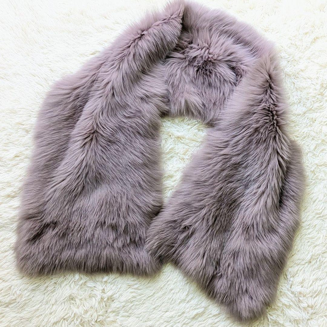 FENDI フェンディ フォックスファー ショール ロングストール パープル