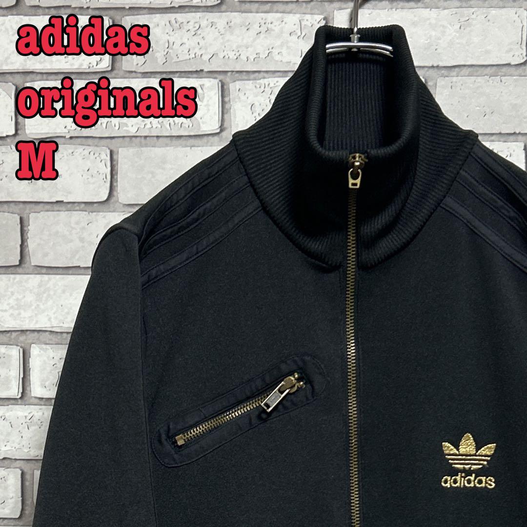 adidas originals☆ジャージ ワンポイント刺繡ロゴ 立ち襟 M 黒 adidas originals☆ジャージ ワンポイント刺繡ロゴ 立ち襟 M 黒