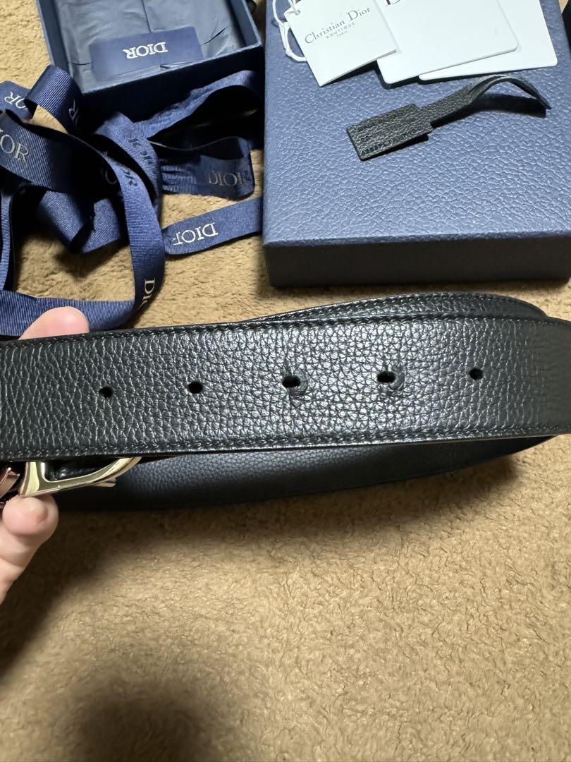 DIOR リバーシブルネイビー andブラック　レザー ベルト DIOR ブラックレザー リバーシブルベルト - メルカリ