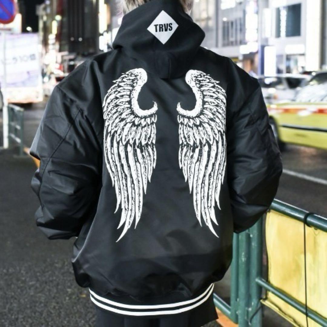【完売品】TRAVAS TOKYO　天使羽根　フェザープリントナイロンスタジャン