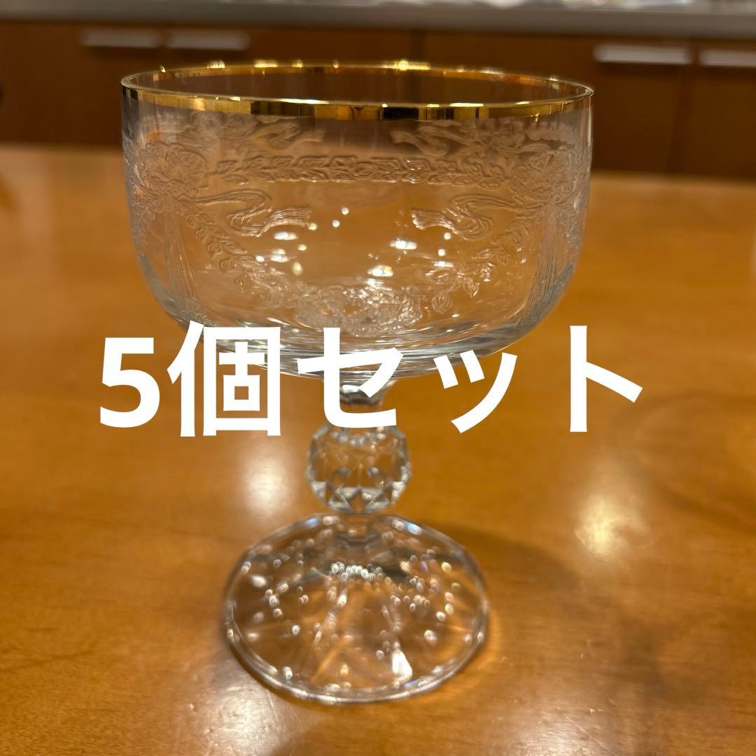 アンティーク☆チェコ製金彩装飾グラス?5個セット 7,800円