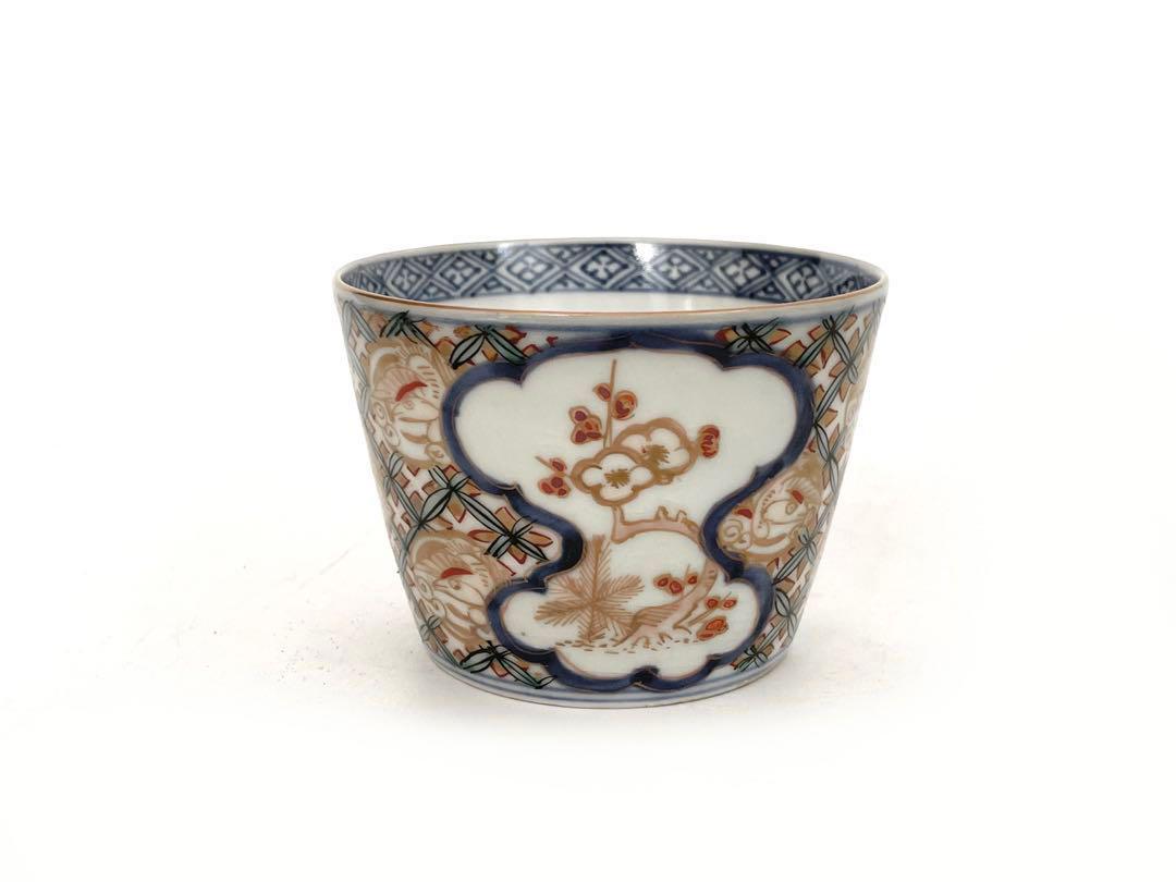 骨董　アンティーク　古伊万里　色絵　梅文様　蕎麦猪口　渦福