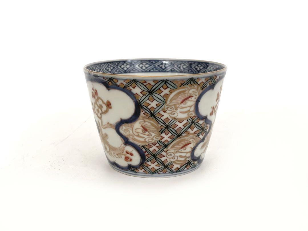 骨董　アンティーク　古伊万里　色絵　梅文様　蕎麦猪口　渦福