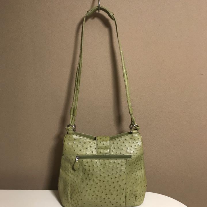 在庫あ特価 美品 本革 駝鳥革 パステルライム ハイカラ オーストリッチ ショルダーバッグ cQES2-m45108746657 新品人気