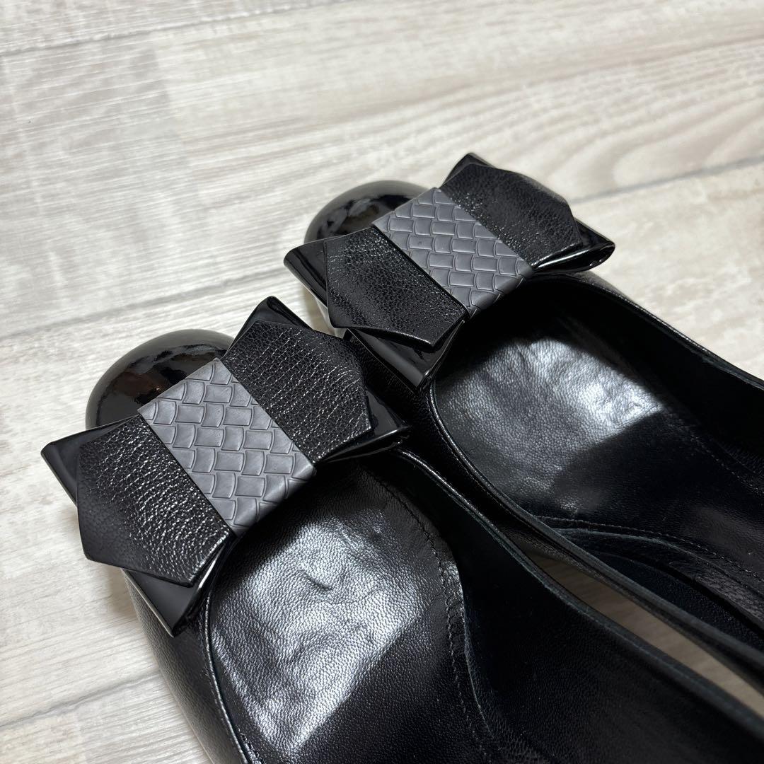 BOTTEGA VENETA パンプス 黒 美品 リボン ハイヒール 画像2