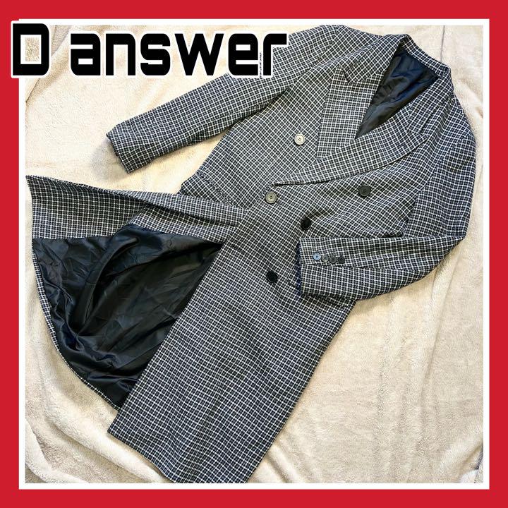 匿名配送無料 韓国製 D answer ダブル チェスター ロングコート 千鳥柄