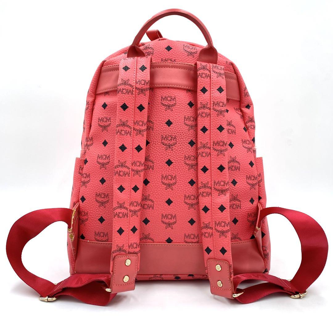 MCM✨リュック ヴィセトス L スタッズ ロゴテープ 大容量 A4収納 赤 MCM✨リュック ヴィセトス L スタッズ ロゴテープ 大容量 A4収納 赤