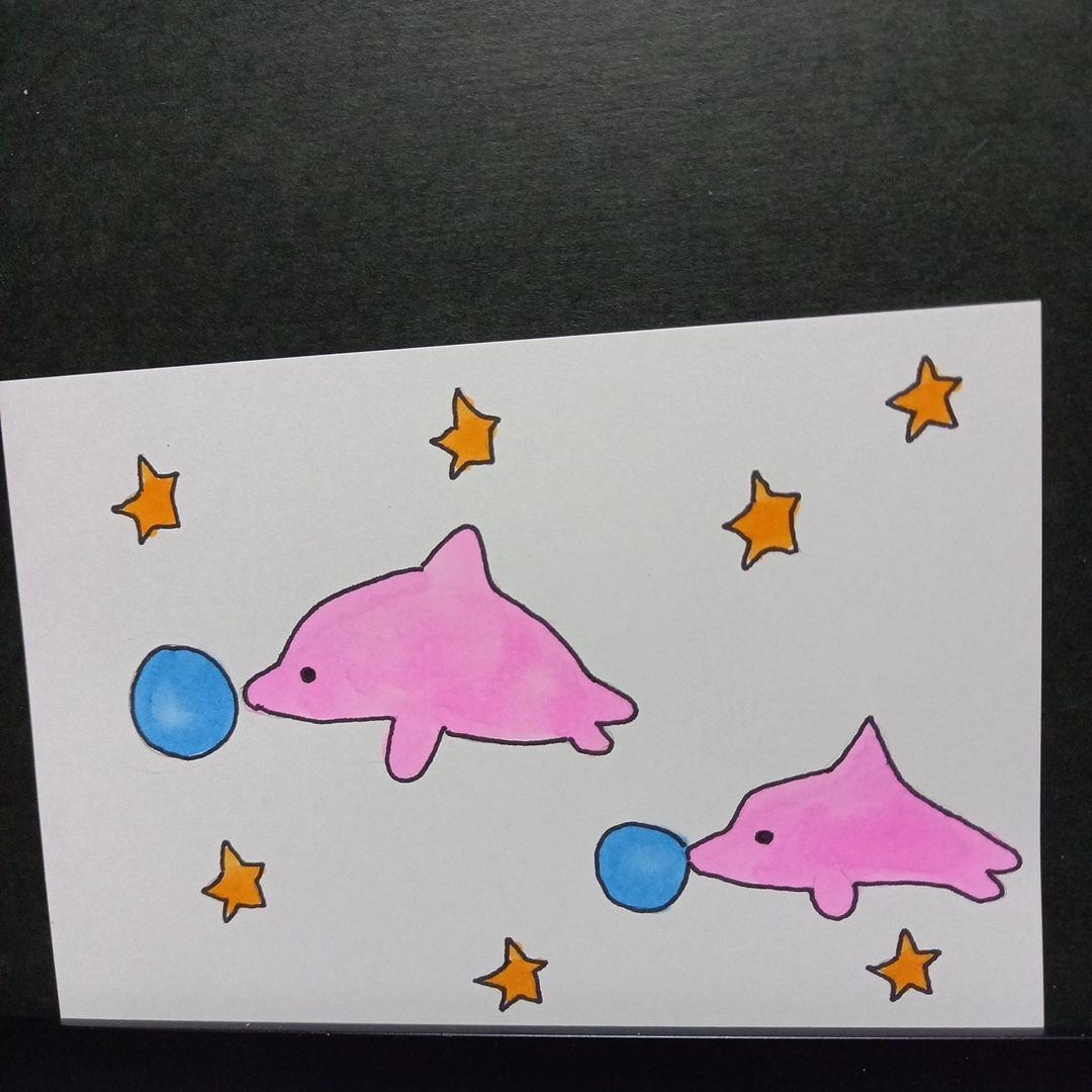 最大99%オフ! 子供 手描きイラスト 空飛ぶイルカ i9tmg.com.br