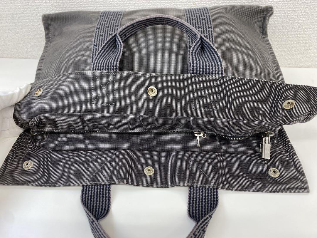 HERMES エルメス エールライン グレー キャンバストートバッグ
