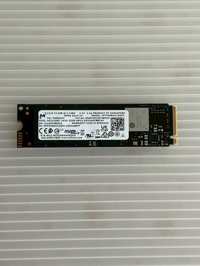Micron 2210 MTFDHBA512QFD 512GB NVMe SSD