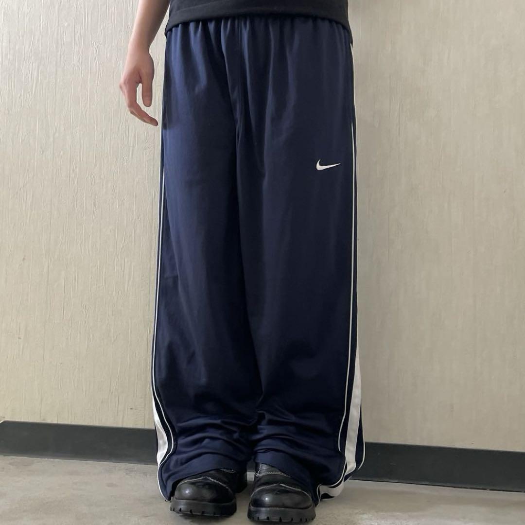 NIKE 00s jordan バギートラックパンツ 00s NIKE バギー トラックパンツ ジャージ ワイドレグ ネイビー