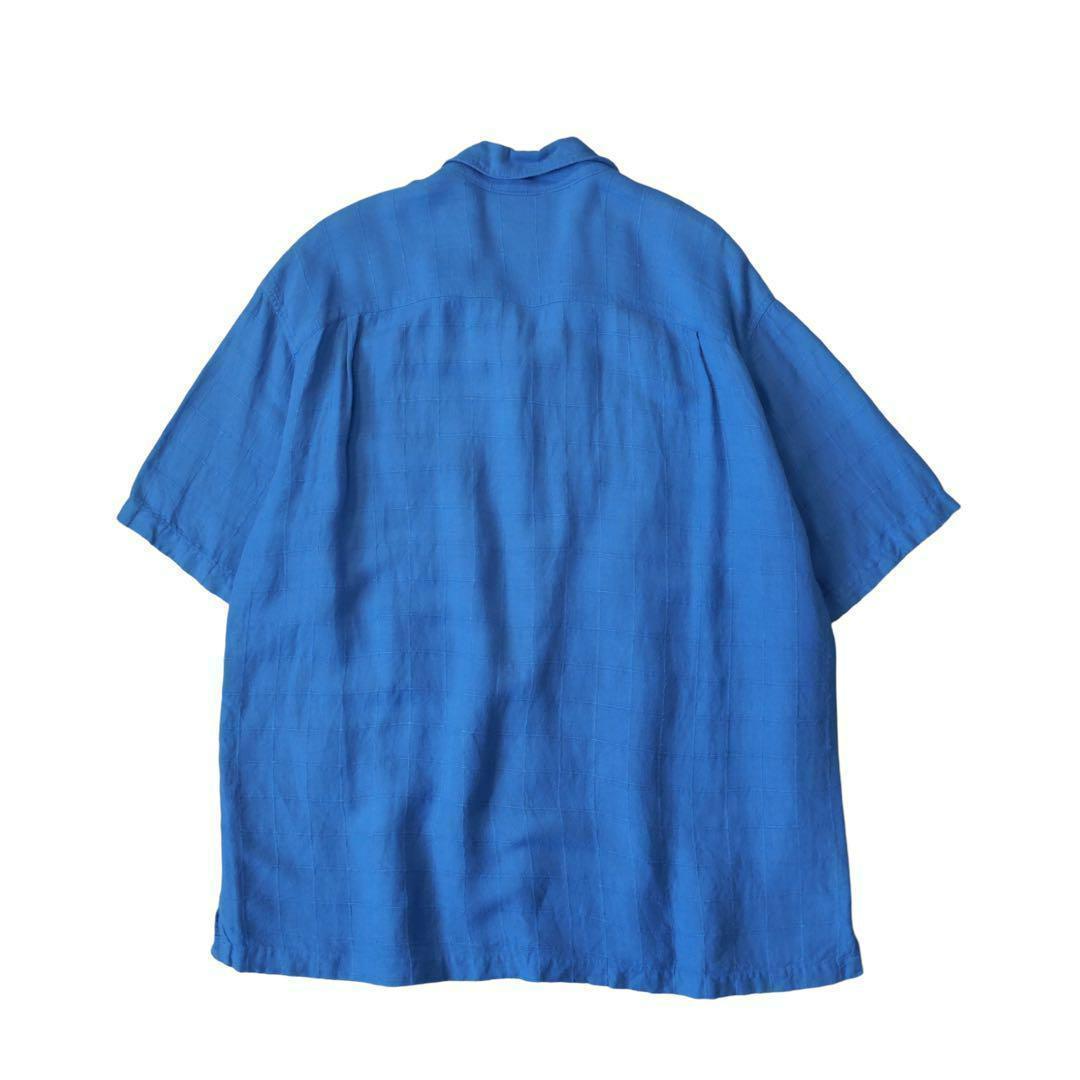 90s DOCKERS RECODE リネンレーヨン ブルーオープンカラーシャツ