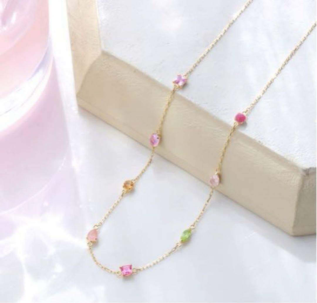 BIZOUX マルチカラージュエル K18 パフメ ネックレス ＊ビズー
