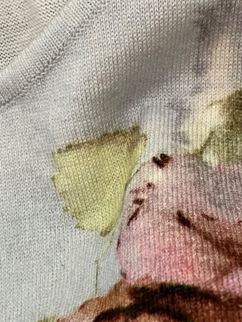 ランバンオンブルー花柄ドット模様 フレアスカート