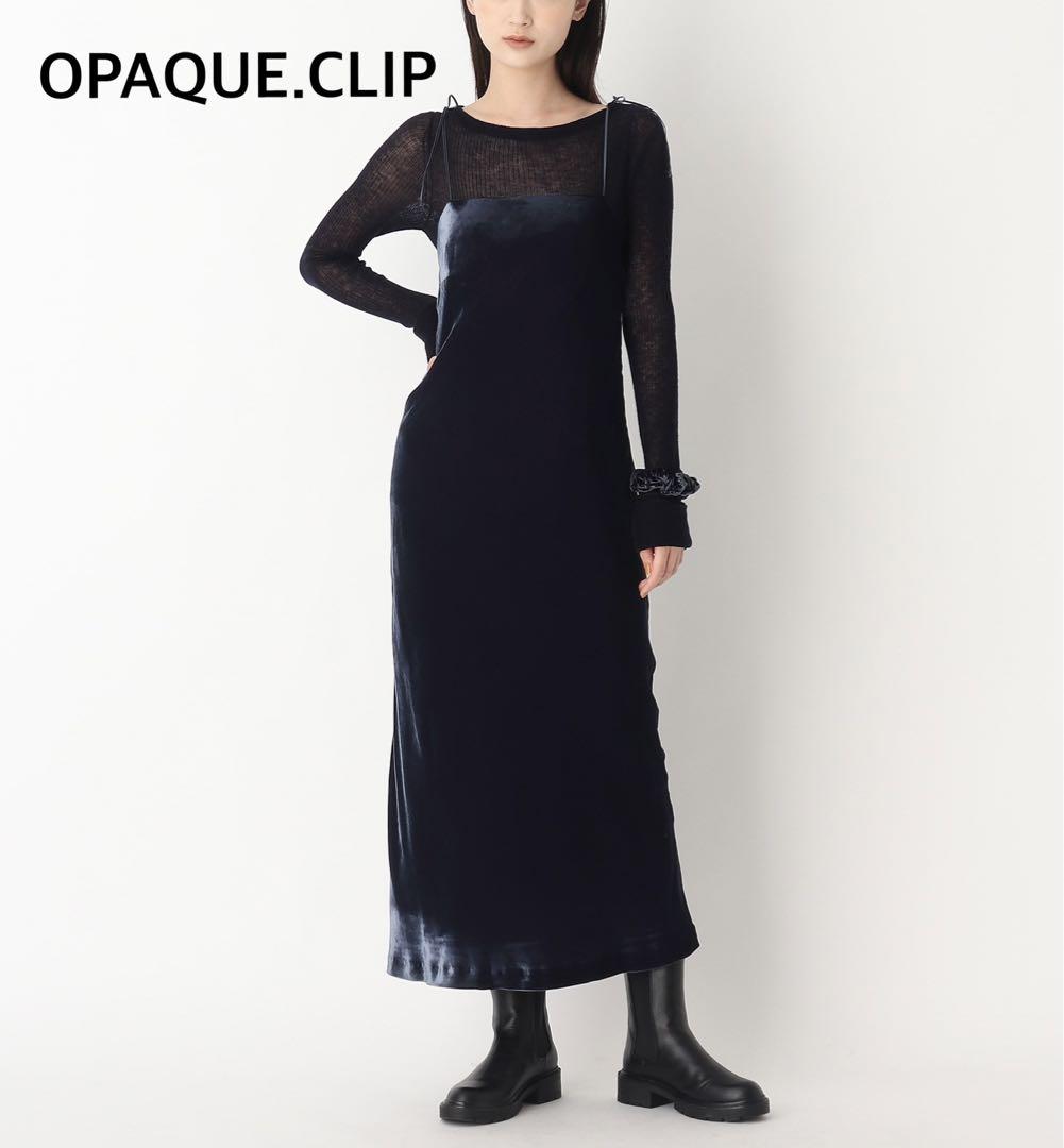 オペークドットクリップ  シルクレーヨンベルベット キャミドレス　ワンピース
