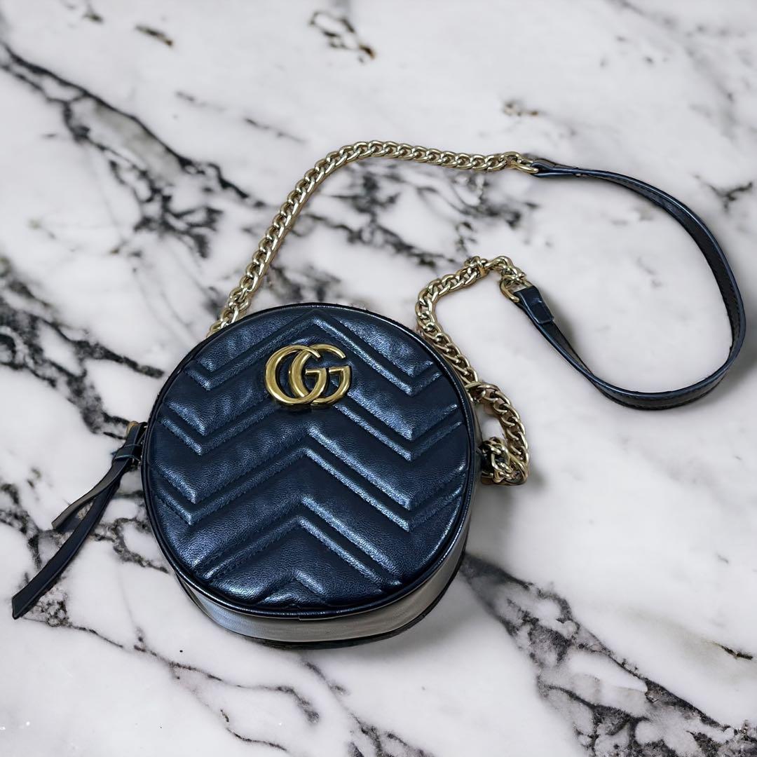 はーやんふぁむ☆ 美品 GUCCI マーモント ラウンド チェーンバッグ はーやんふぁむ☆様専用 美品 GUCCI マーモント ラウンド