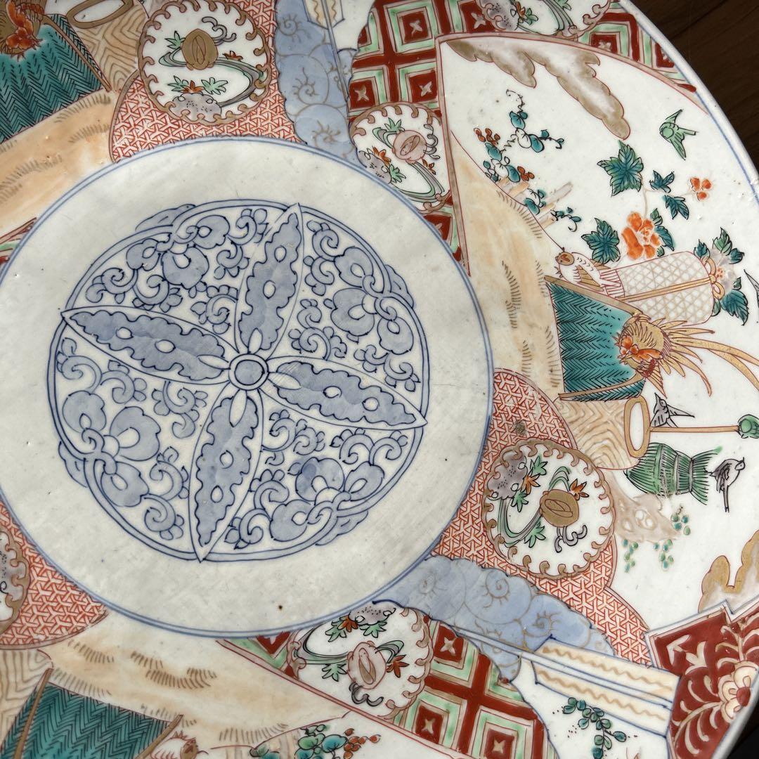 古伊万里　色絵花鳥図　兎大皿。　　　　　　　　　　　　　✅お値下げしました。⬇️⬇️