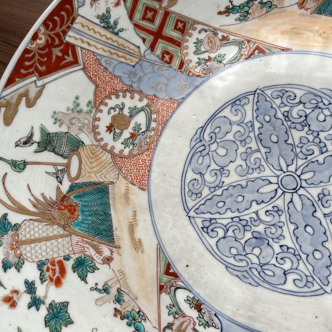 古伊万里　色絵花鳥図　兎大皿。　　　　　　　　　　　　　✅お値下げしました。⬇️⬇️