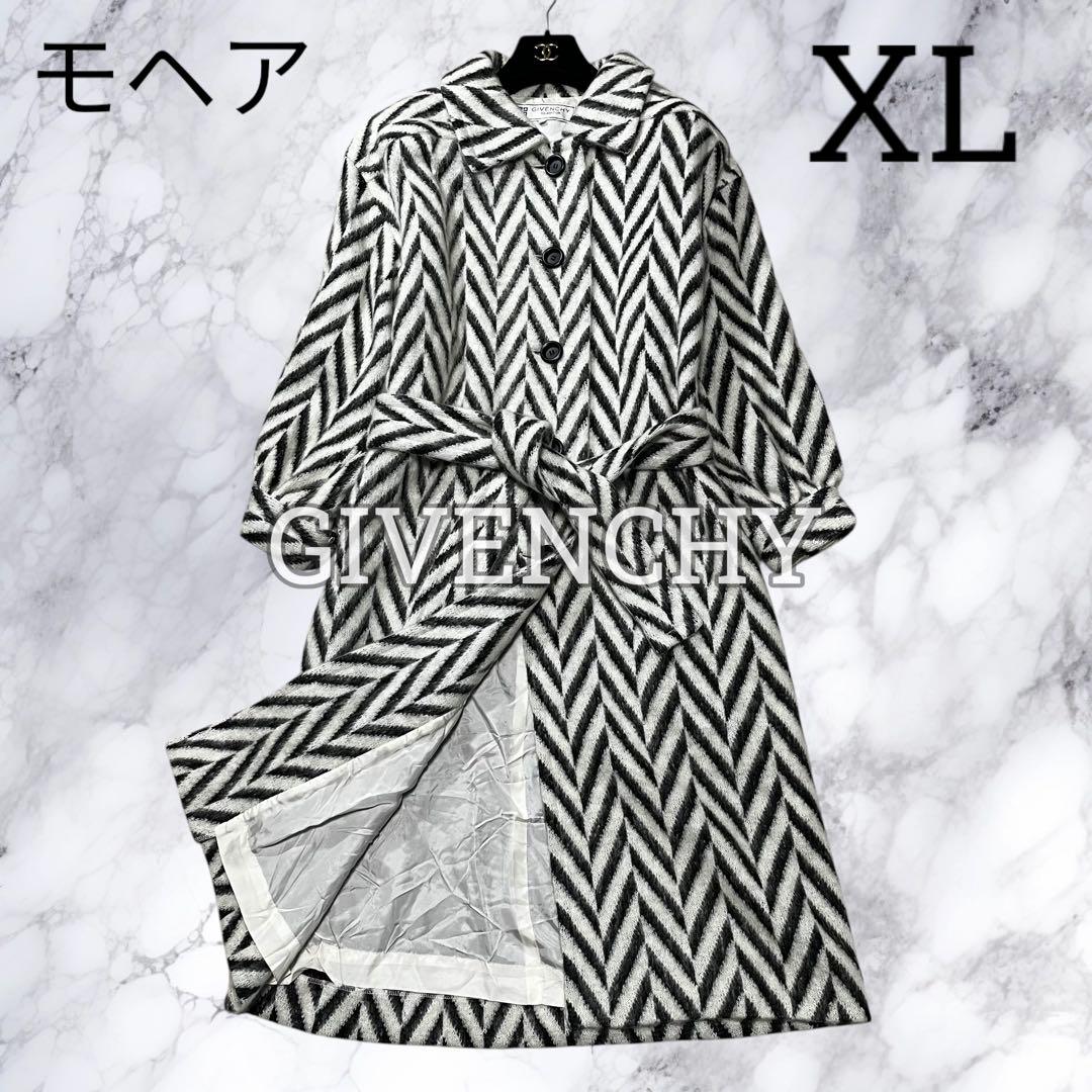 GIVENCHY ジバンシー ロングコート ヘリンボーン ウール モヘア混 XL